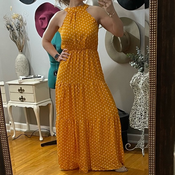 Boho Polka Dot Belted Halter Maxi Dress - Picture 9 of 10